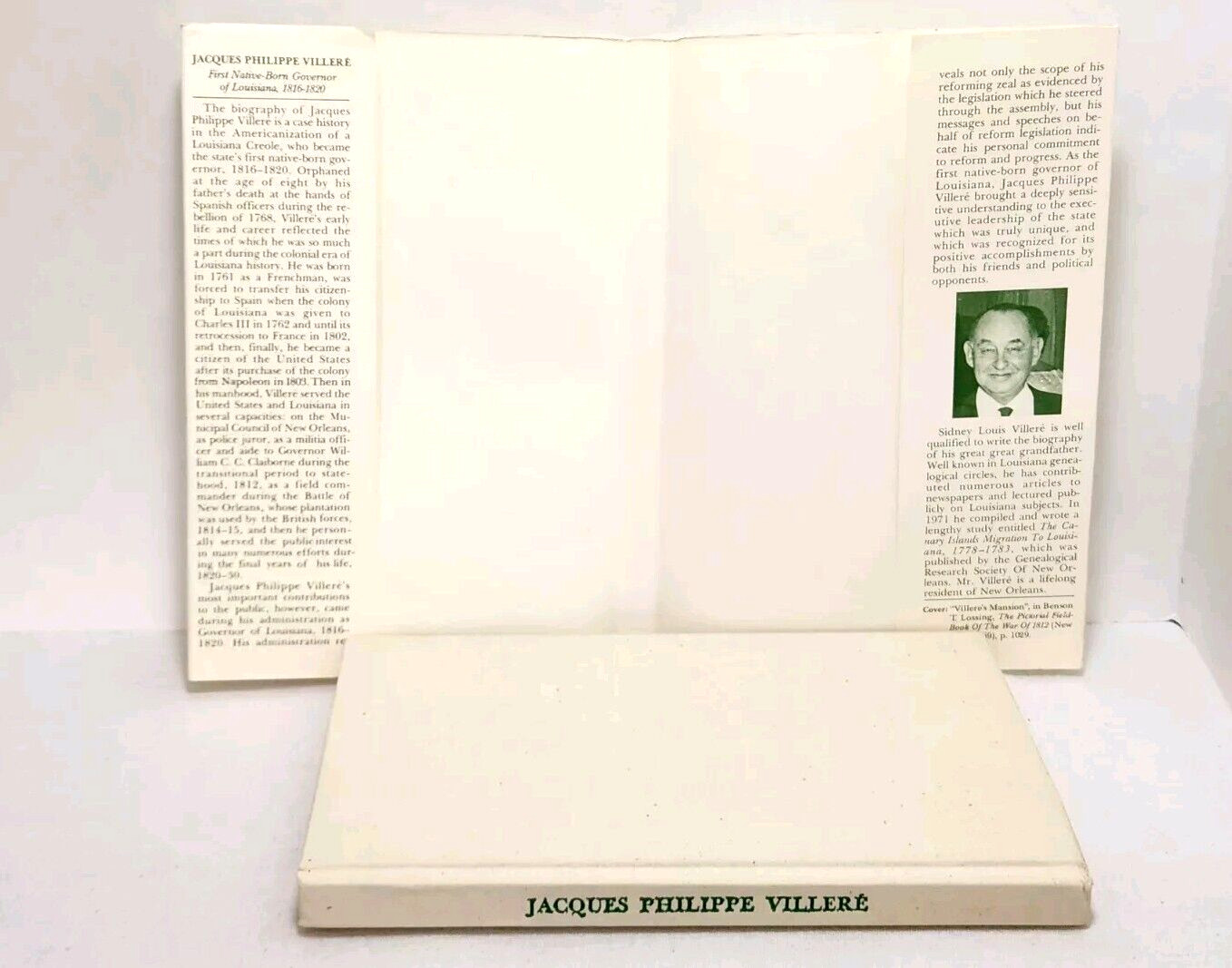 JACQUES PHILIPPE VILLERE First Native-Born Governor of Louisiana HC Ltd Ed. 1st