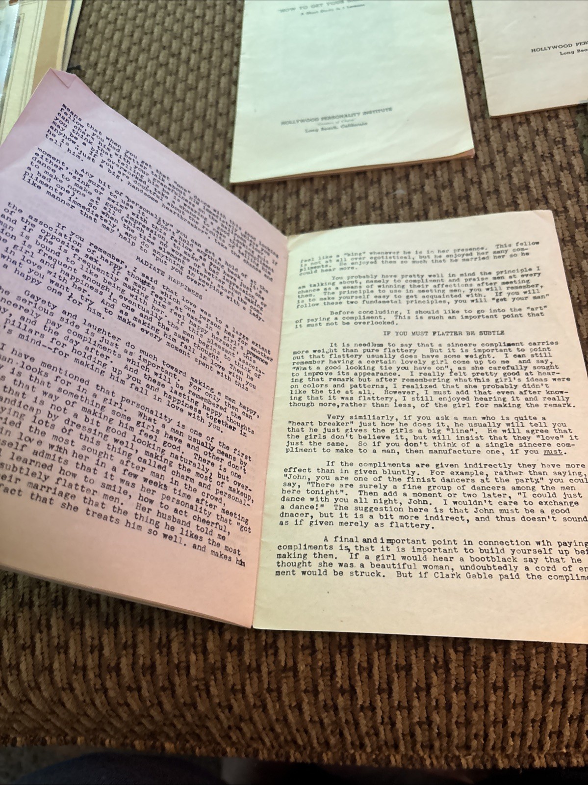 4 Pc 1940s “How To Get Your Ideal Man”booklets Hollywood Personality Institute