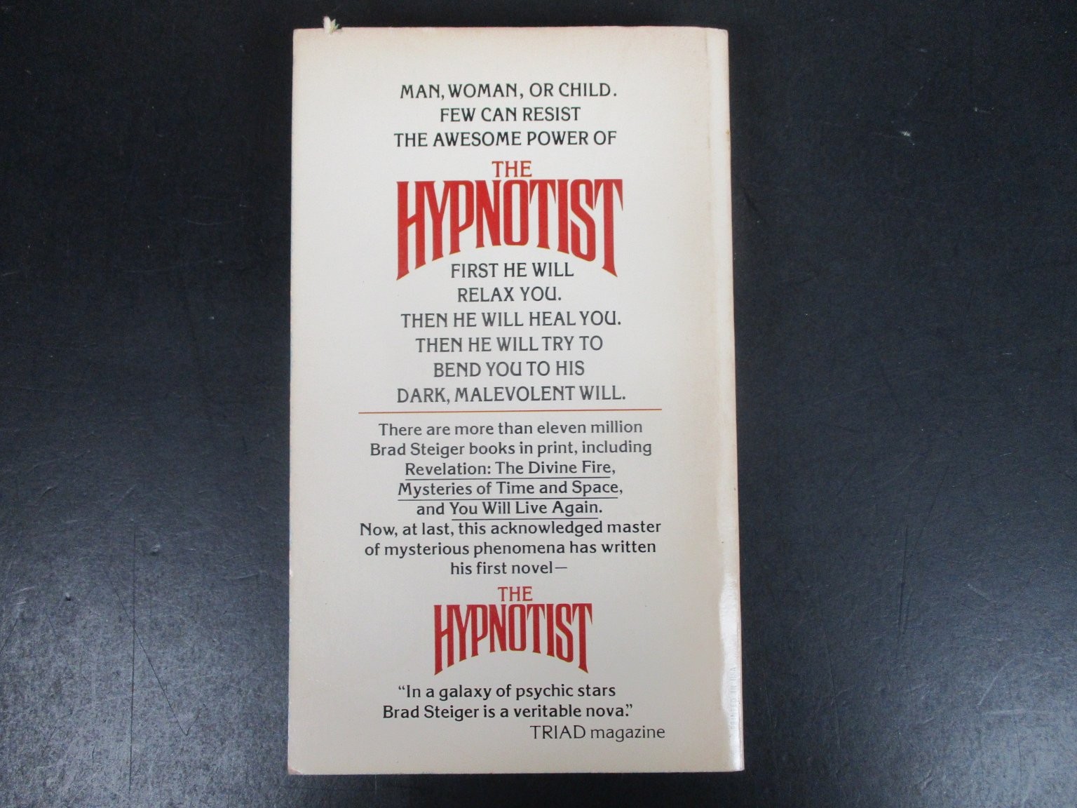 The Hypnotist Brad Steiger 1979 First Printing Reincarnation Horror Dell PB