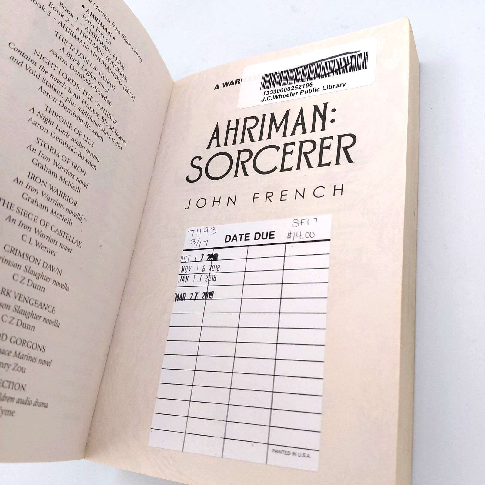 Warhammer 40K Ahriman Sorcerer (Trade Paperback 2014, John French) Like New!
