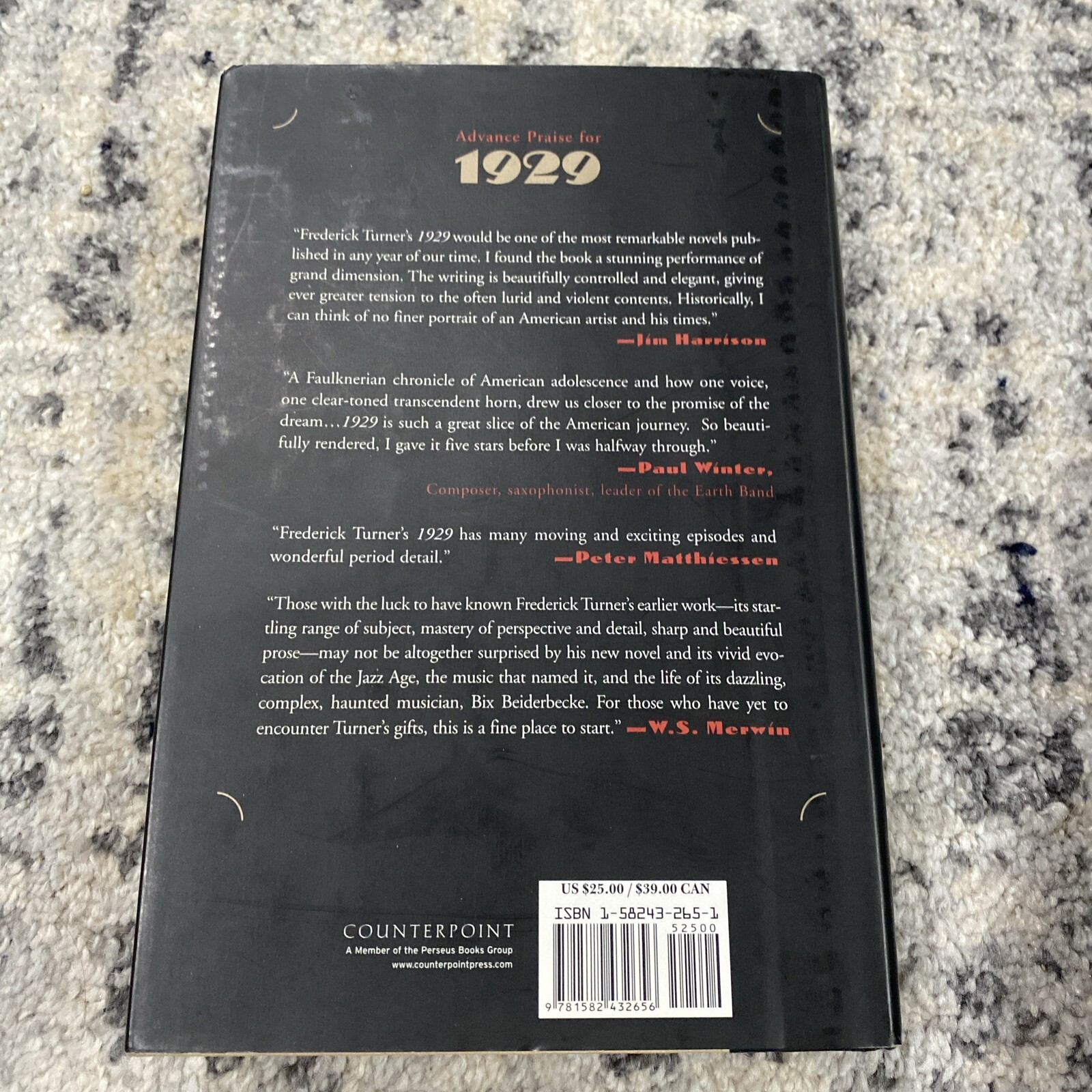 1929: A NOVEL OF THE JAZZ AGE By Frederick Turner, VGC+, 1st, 2003