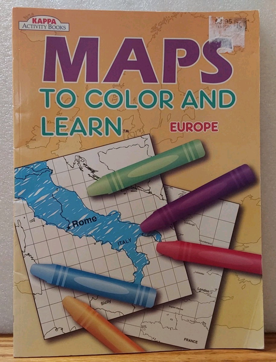 Europe Maps to Color and Learn Kappa Activity Book School Learning 2009