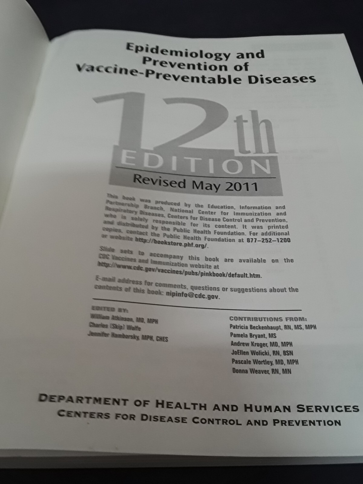 Epidemiology and Prevention of Vaccine-Preventable Diseases, 12th Ed., 230802
