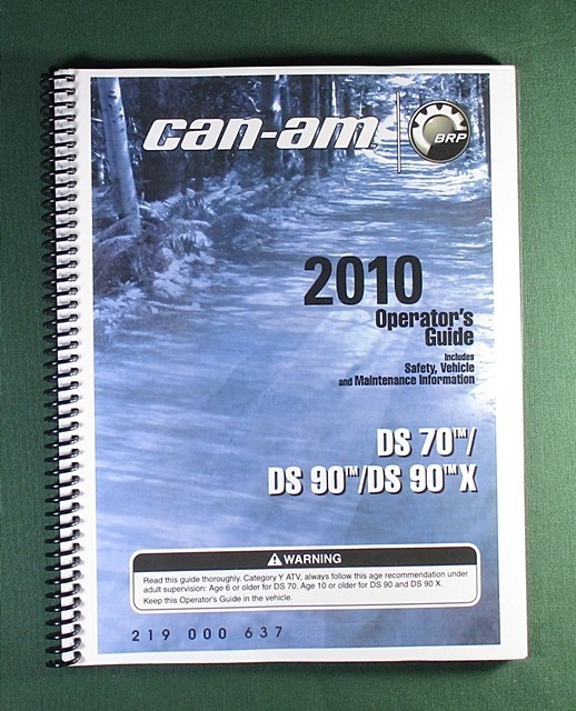 2010 Can-Am DS 90X Owner’s Manual: 136 Pages & Protective Covers!