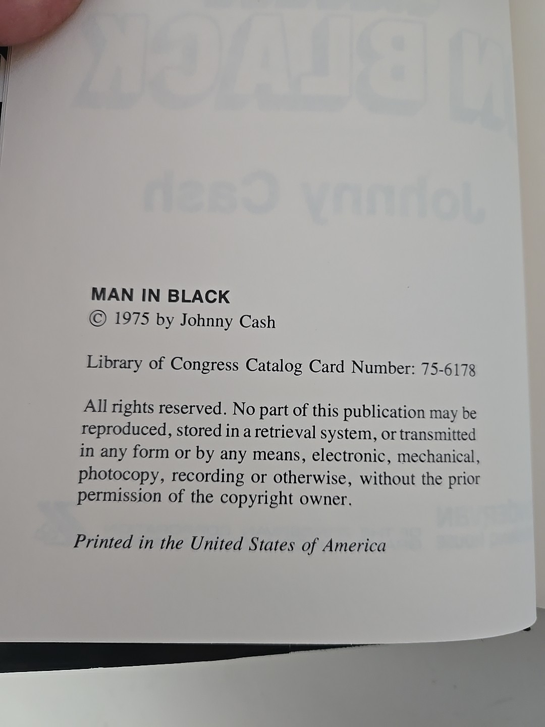 RARE 1ST EDITION 1st PRINTING! Man In Black by JOHNNY CASH (1975, Hardcover W/DJ