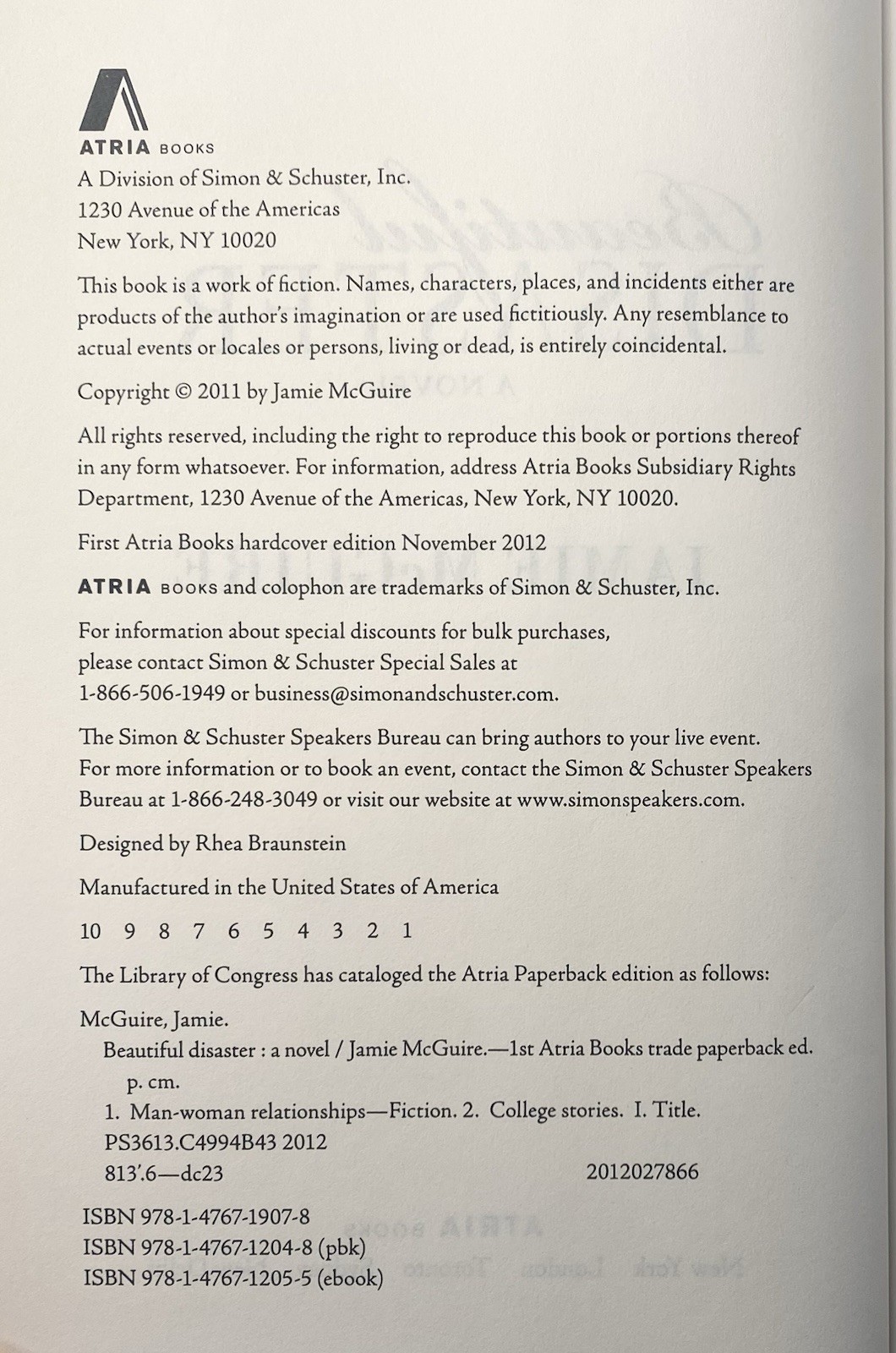 Beautiful Disaster by Jamie McGuire, 2011 Signed Limited Edition 1st Print HC/DJ