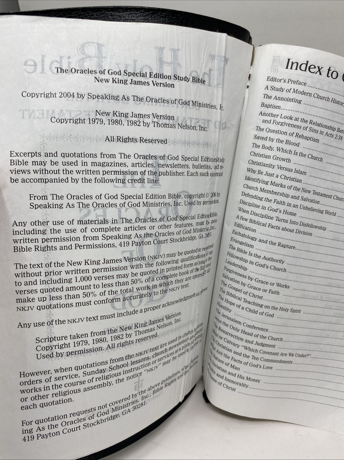 Rare “Oracles of God” Special Edition NKJV Open Bible Christian Ed Thumb Indexed