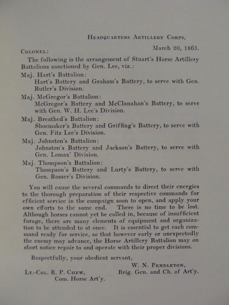 SHOEMAKER’S BATTERY STUART HORSE ARTILLERY PELHAM’S BATTALION – BRAND NEW