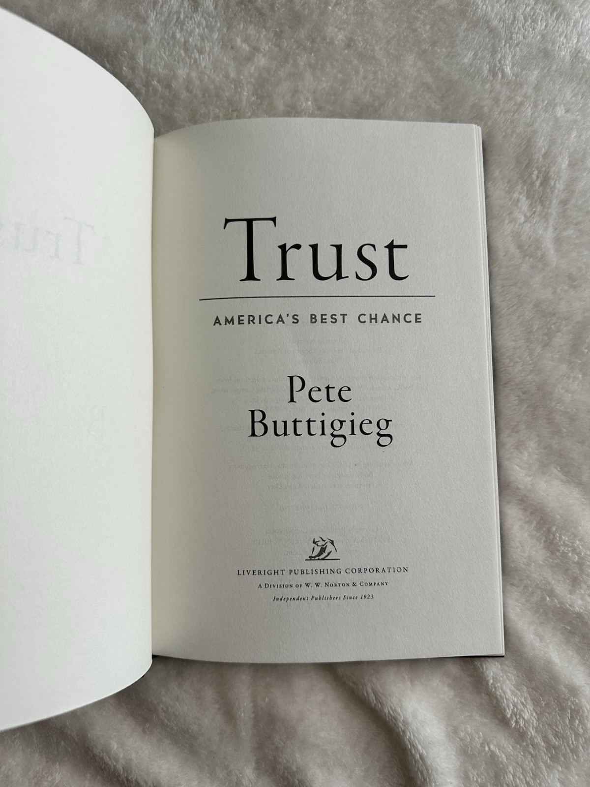 Signed 1st/1st Trust: America’s Best Chance by Pete Buttigieg 2020, Hardcover