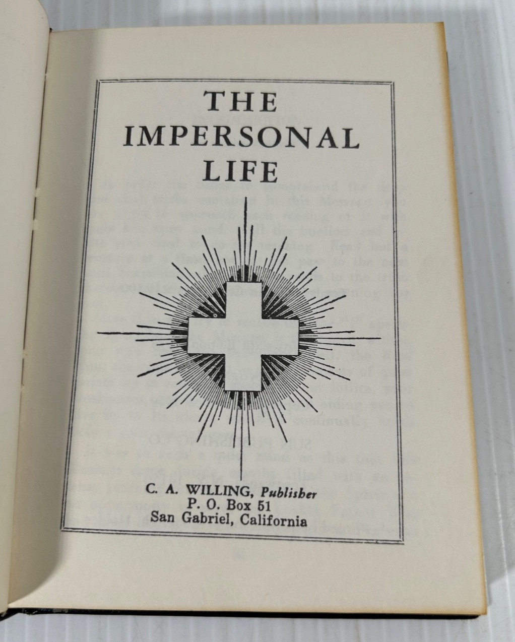 The Impersonal Life – Black hardcover 1974 Joseph S.Benner