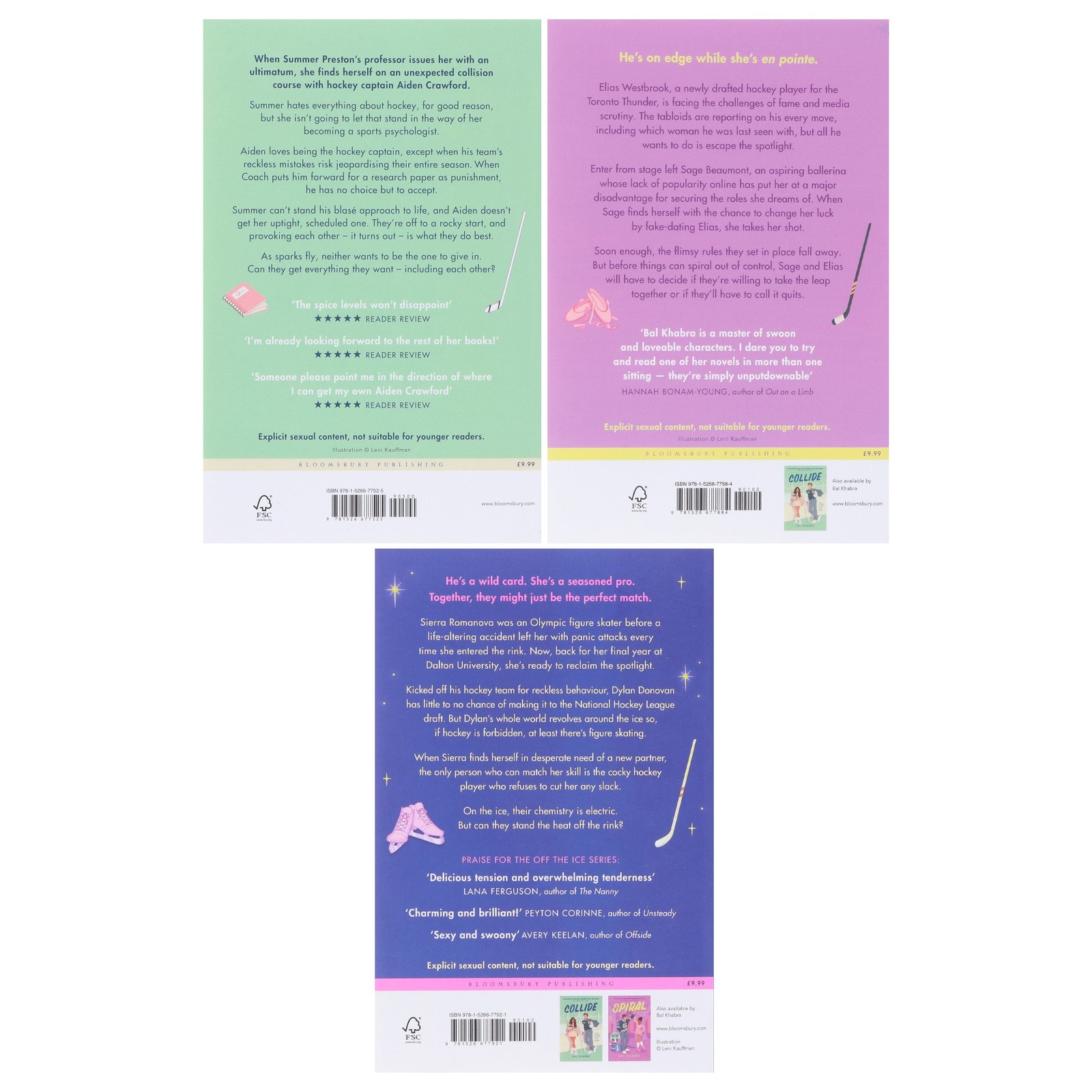 Off the Ice Series By Bal Khabra 3 Books Sprayed Edges Set – Fiction -PB