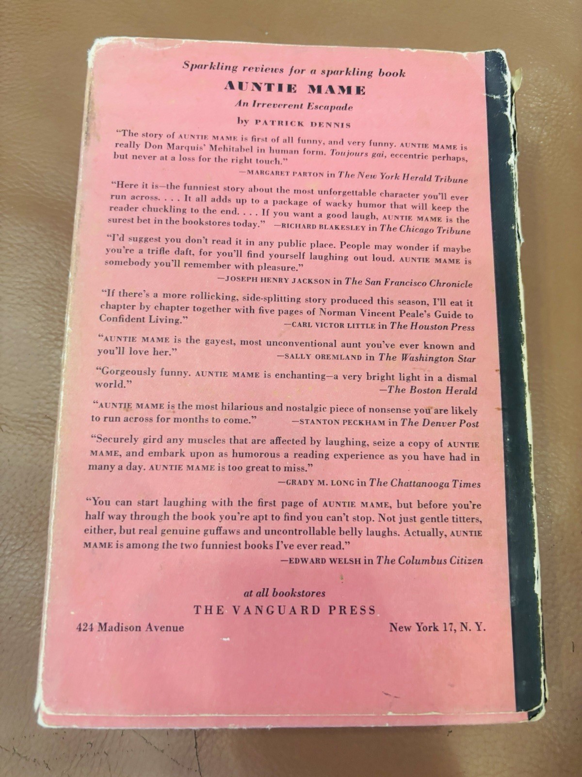 Auntie Mame by Patrick Dennis. 1955 First Edition 15th Print HC/DJ.