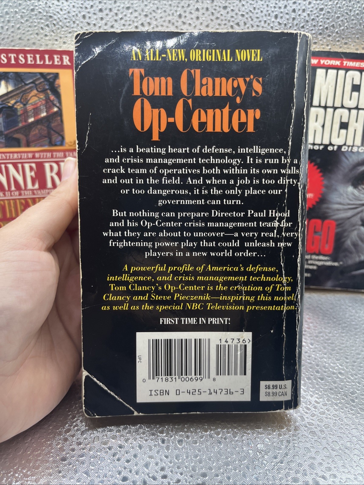 Mixed Paperback Book Lot 4 Crichton/Clancy/Rice Paperback Bundle Suspense/ Myste