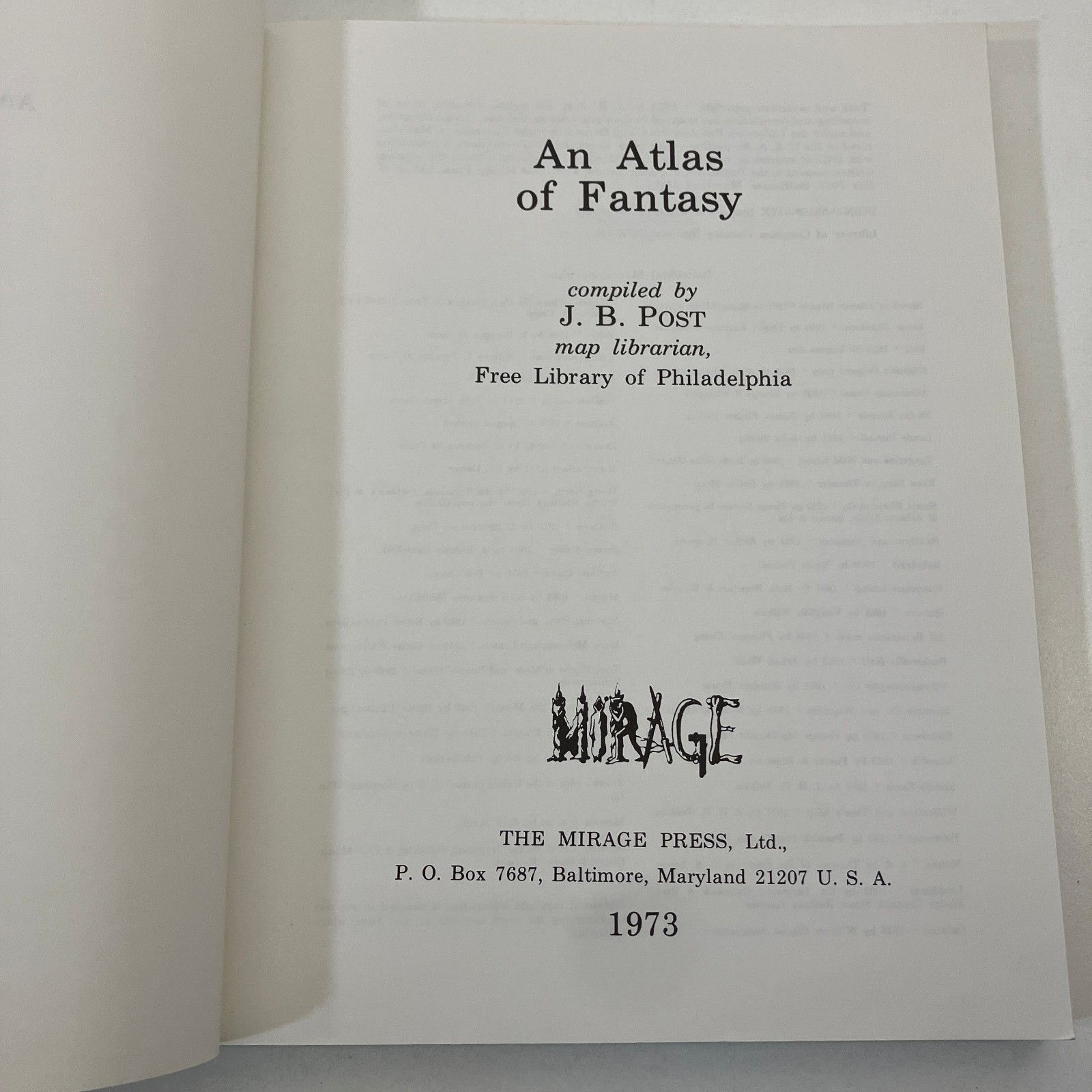 An Atlas of Fantasy J B Post Maps Mirage Press 1973 VTG TPB Middle Earth Narnia