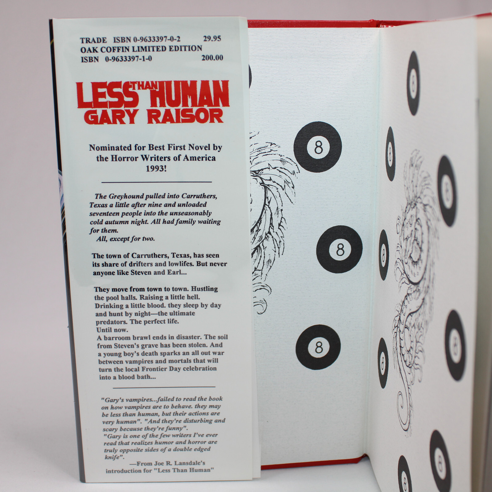 Signed Less Than Human By Gary Raisor First Edition Limited Signed First OCP Ed