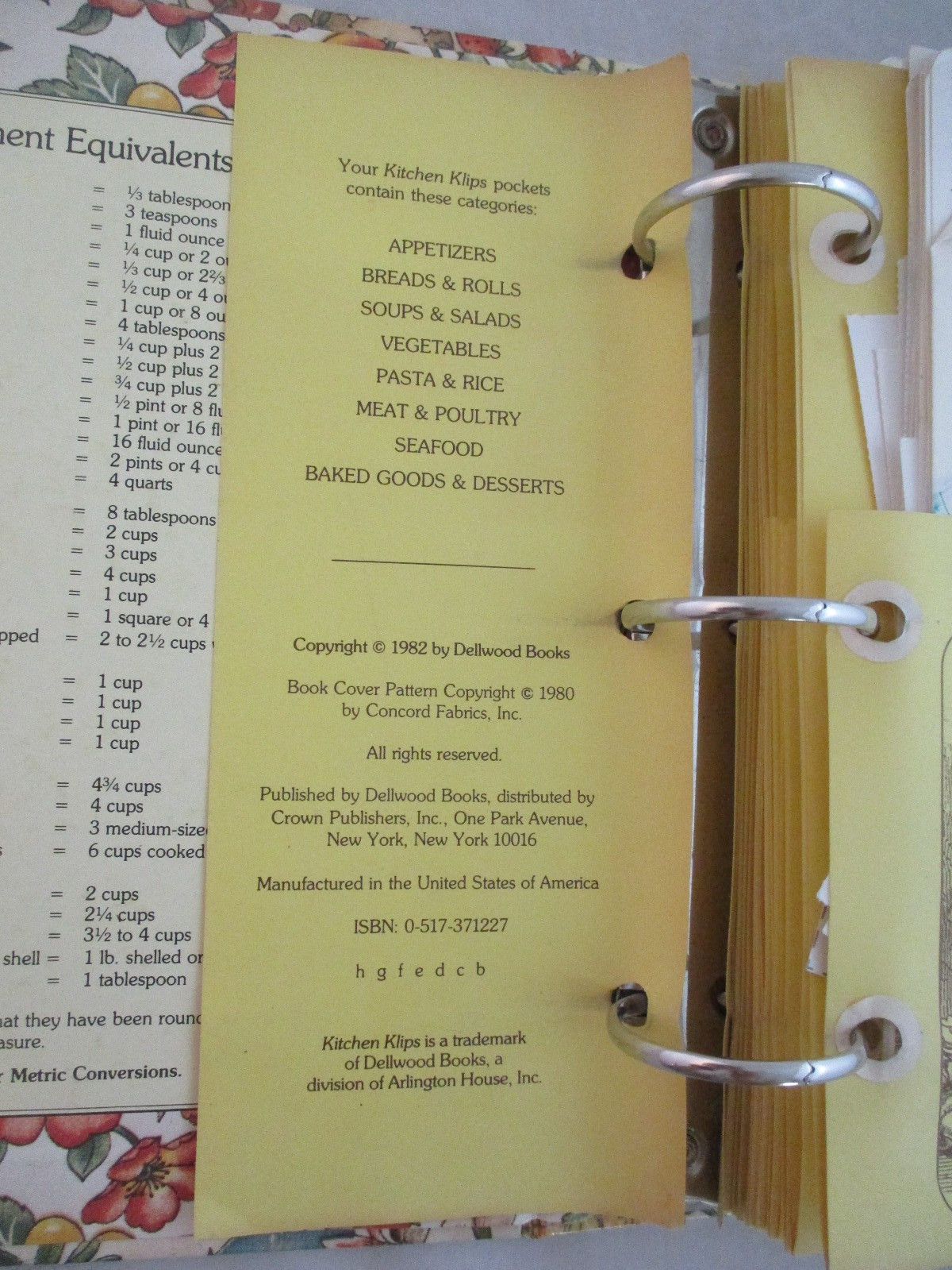 Vtg 1982 Kitchen Klips A Personal Recipe File Pocket Pages Binder with Recipes