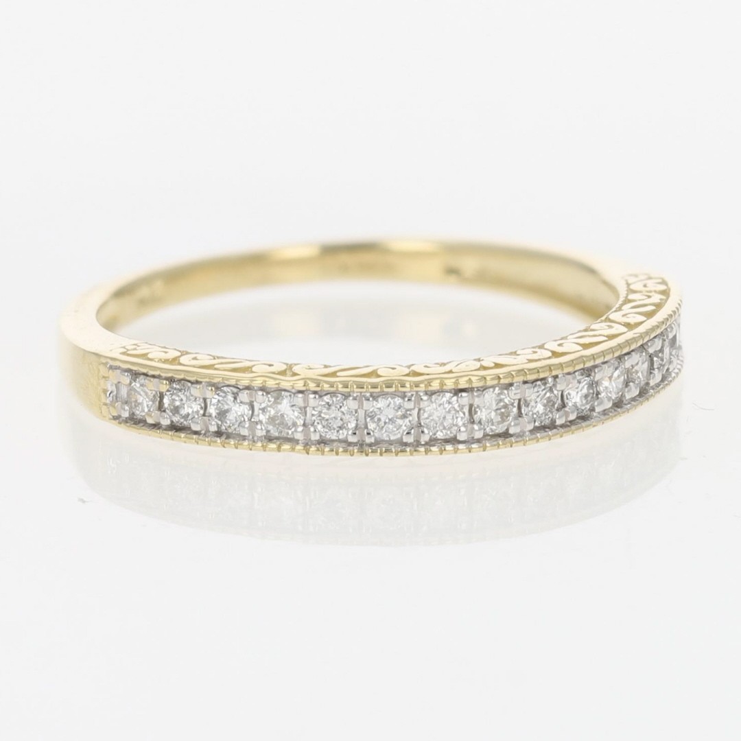 .18ctw Diamond Pavé Milgrain Scroll Wedding Band Ring 14k Yellow Gold Size 6