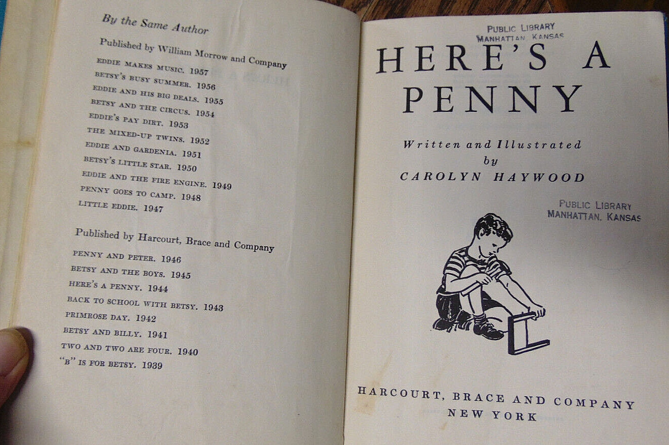 Here’s A Penny by Carolyn Haywood 1944 Harcourt Brace Company Children’s Book