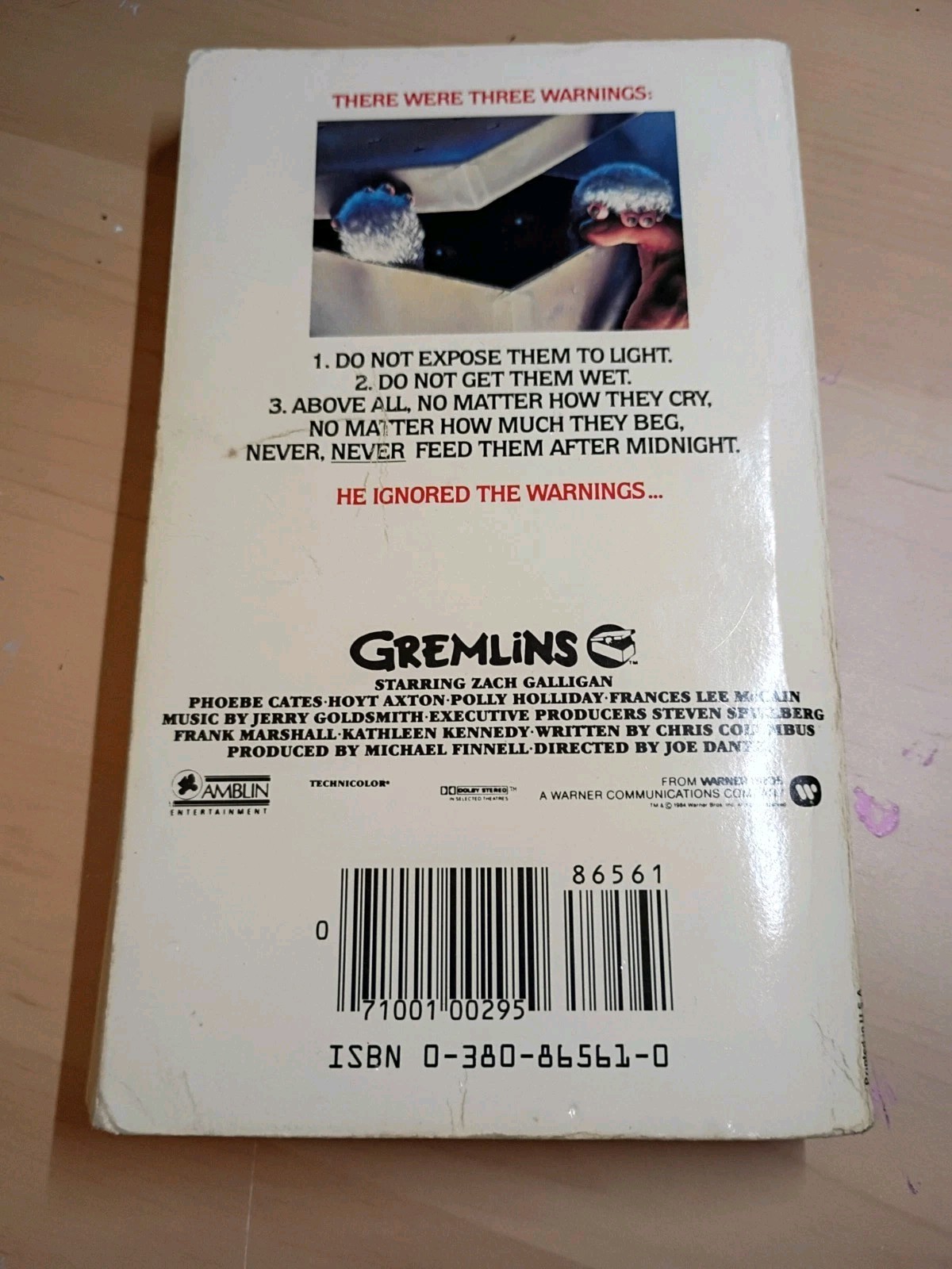 Gremlins 1984 First Printing Paperback Novel Spielberg VTG 80s
