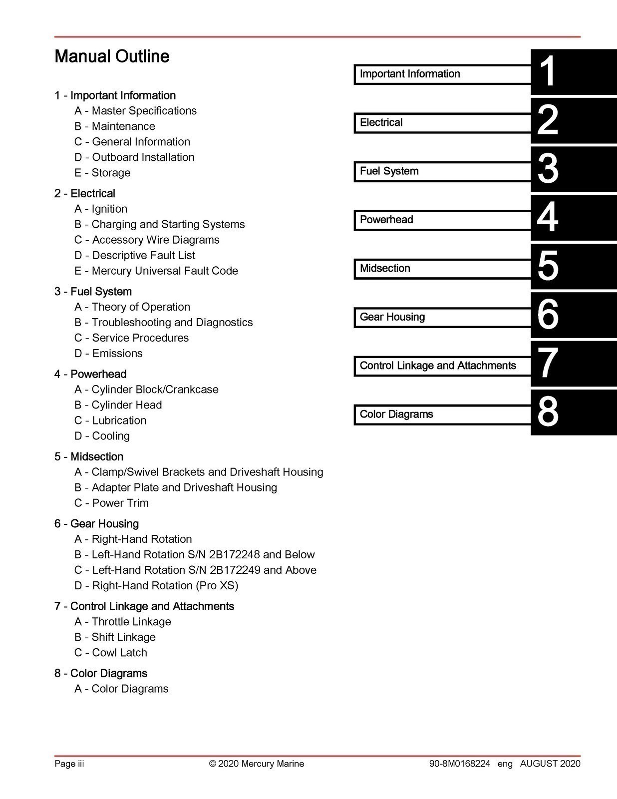 MERCURY 150 SEAPRO 150 PRO XS FOURSTROKE SERVICE MANUAL , BOUND, COVERS, FOLDOUT