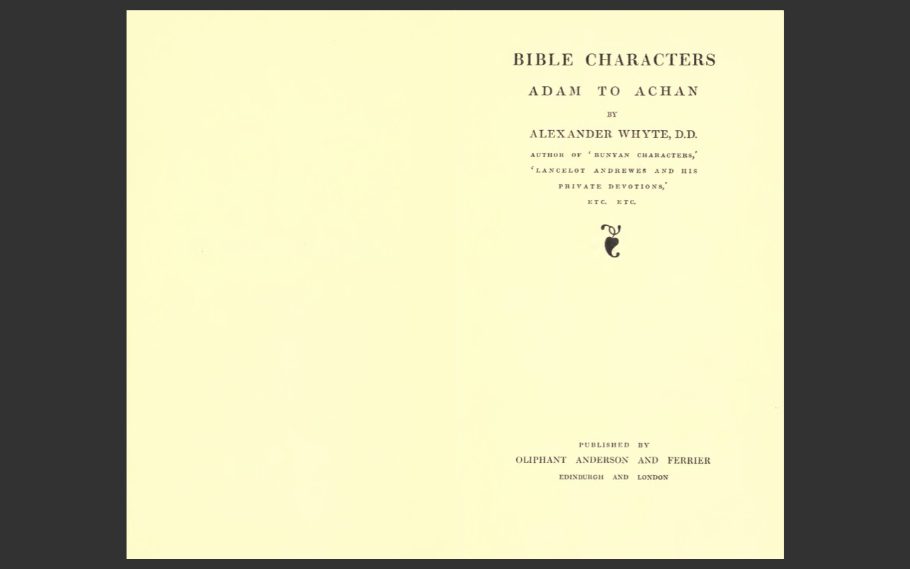 BIBLE CHARACTERS by Alexander Whyte-Bible Commentary-ALL 6 VOLUMES- E-Book on CD