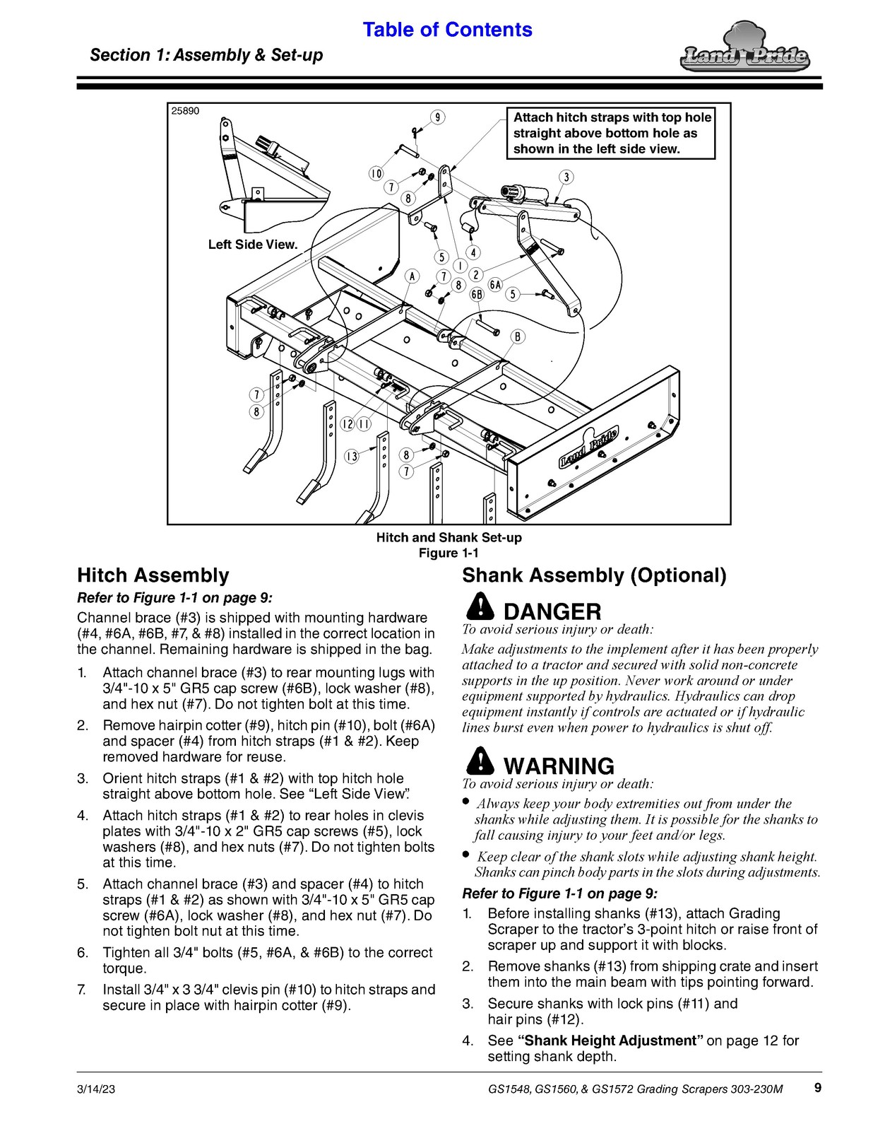 LAND PRIDE GS15 Series Grading Scrapers Operators Manual – WIRE BOUND – COVERS