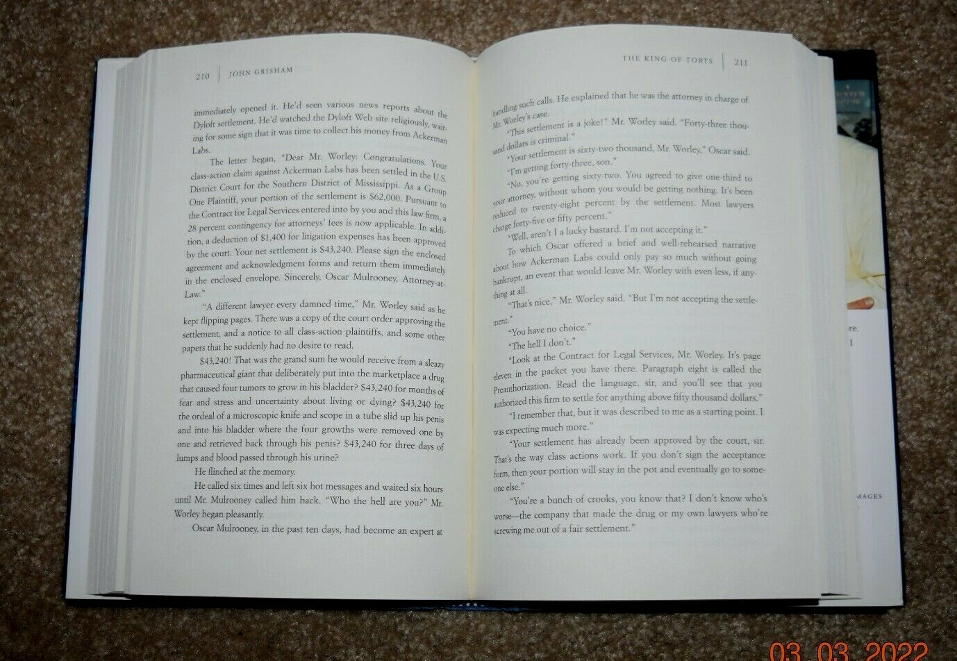 “THE KING OF TORTS,” Book By John Grisham, 1st Edition, 376 Pages, New, (c) 2003