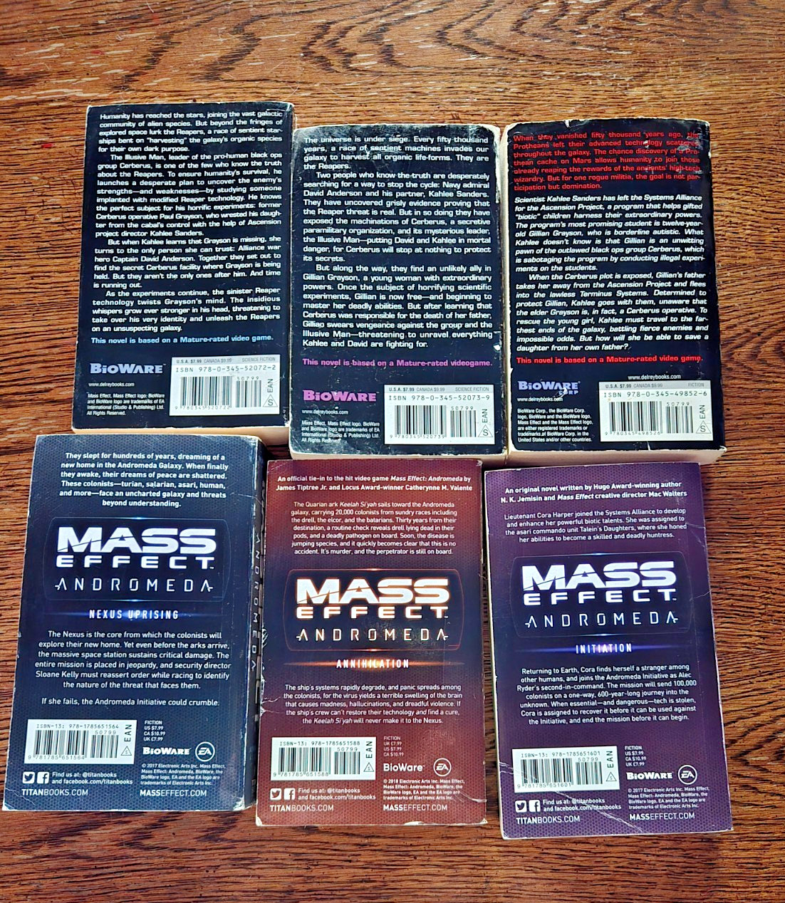 Mass Effect 6 Book Lot – Paperbacks, Andromeda and Milky Way