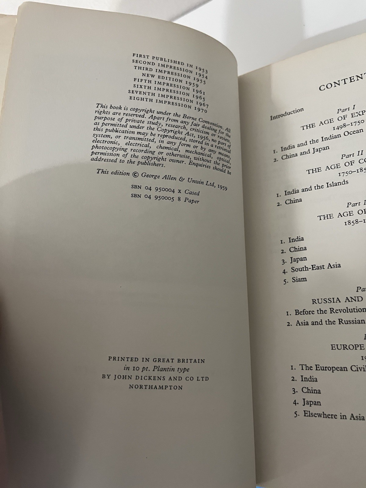 Rare Vintage Academic Text – Asia and Western Dominance By K. M. Panikkar 1970