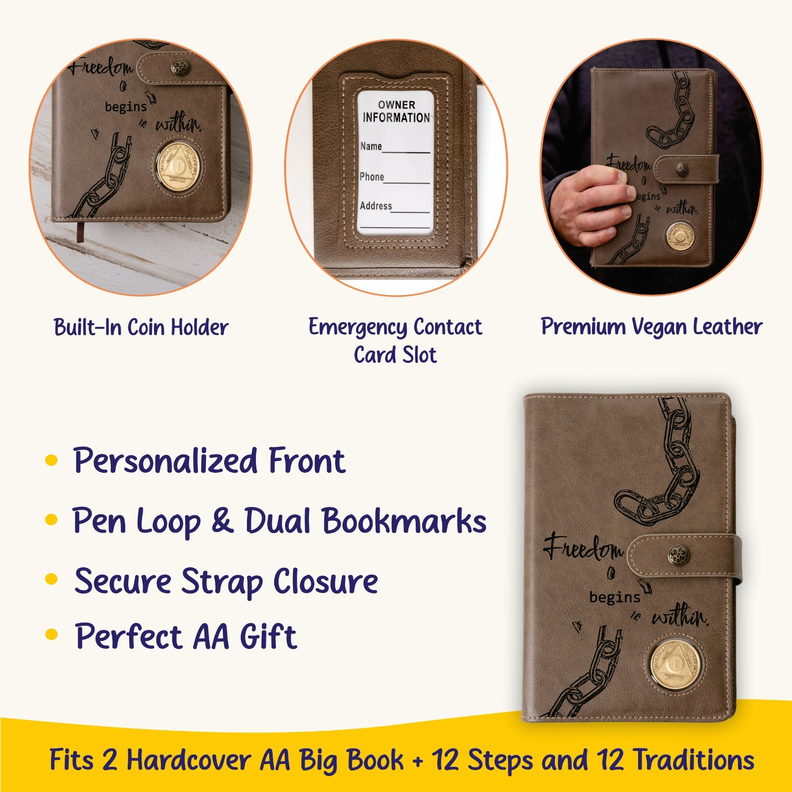 Custom Design AA Big Book & 12 Steps and 12 Traditions Book Set Cover