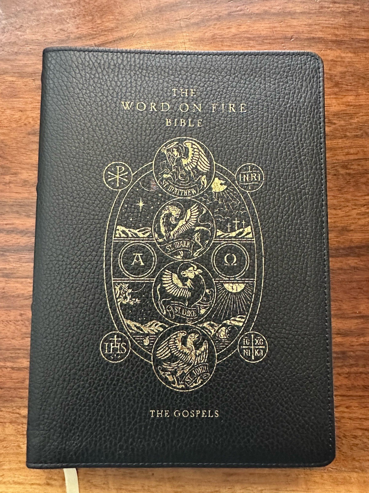 Word on Fire Bible Volume 1 The Gospels Leather Binding Bookmark Gold Gilt