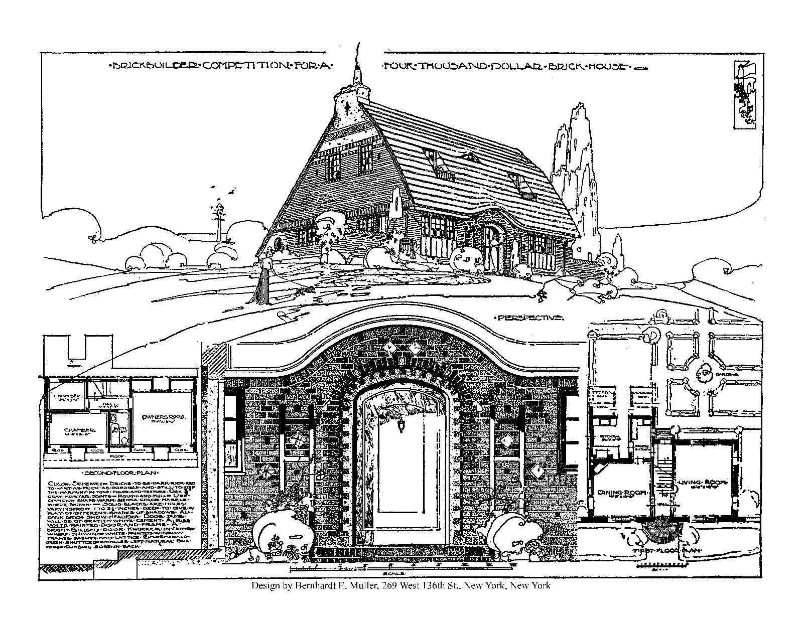 House Design Competitions Book 8 Drawings A House of Brick of Moderate Cost 1910