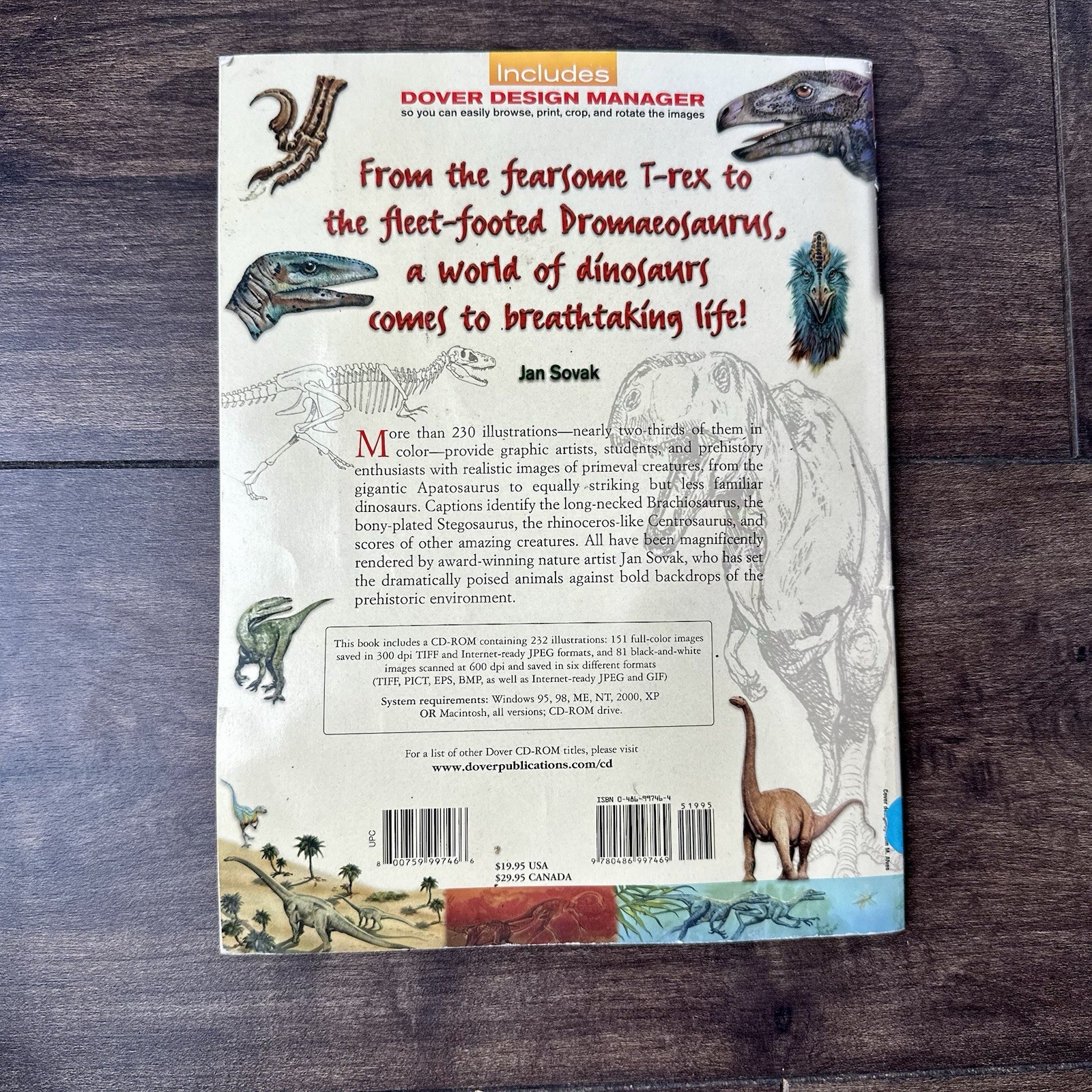 Jan Sovak Dinosaur CD-ROM & Book – 232 royalty-free designs for Macs & Windows
