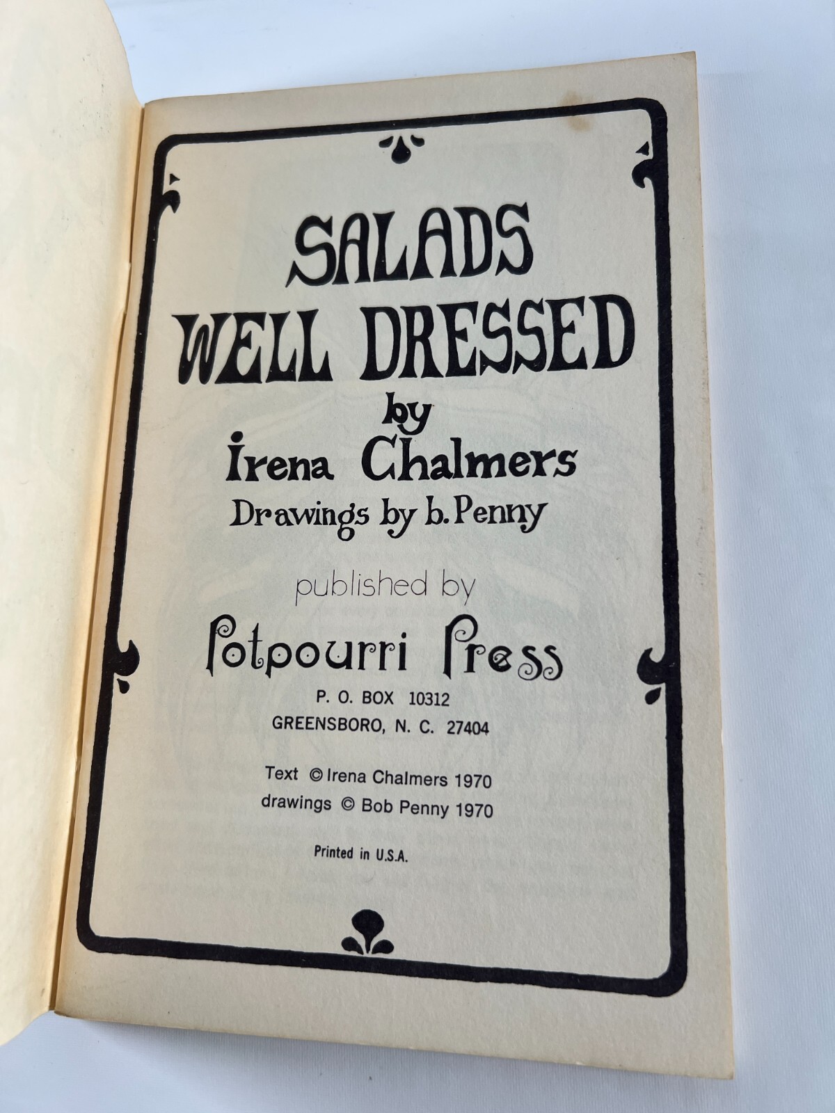 Salads Well Dressed by Irena Chalmers 1970 Staplebound Cookbook