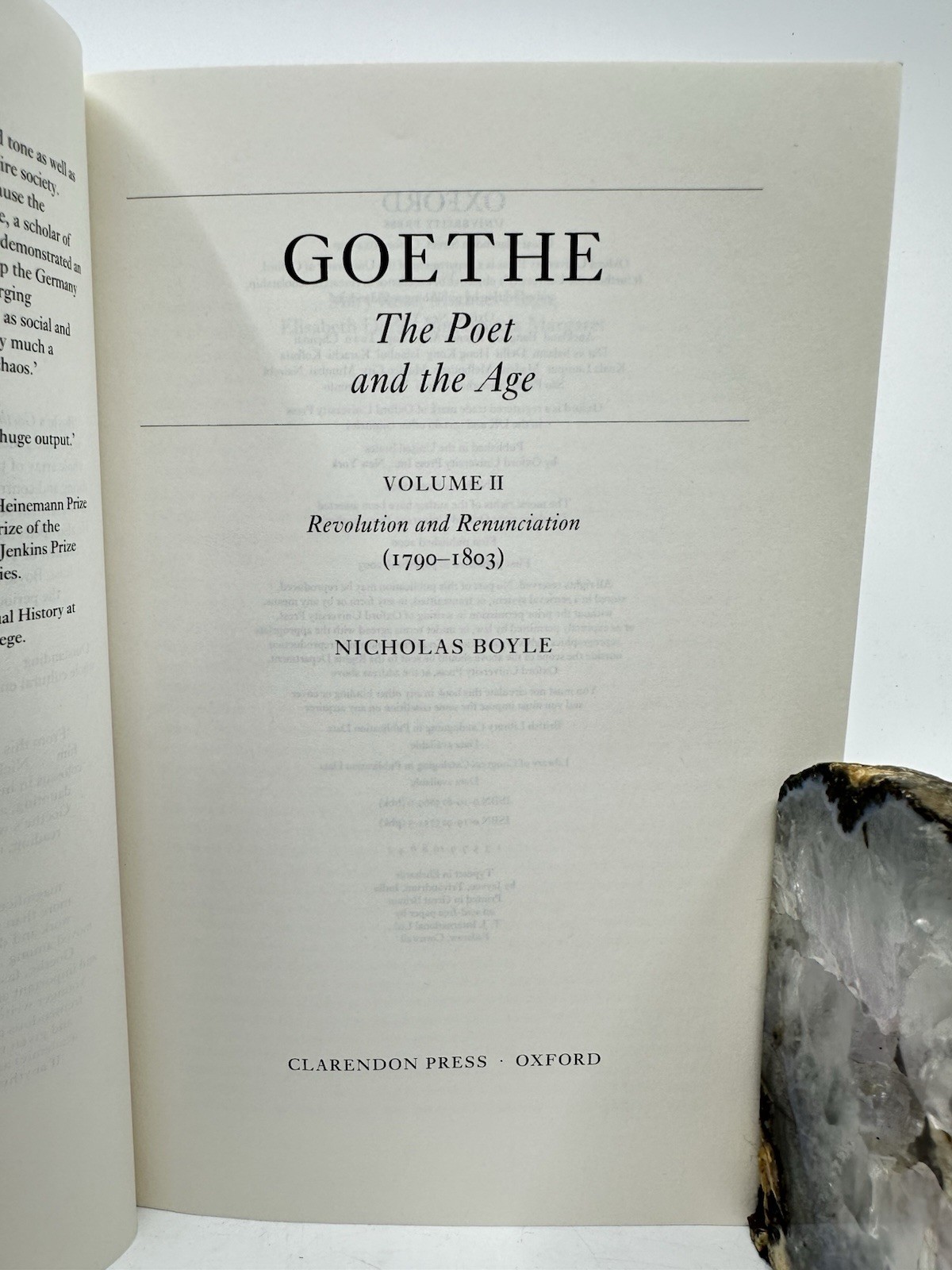 Wolfgang Goethe: the Poet and the Age Vol. I & II Nicholas Boyle Set Like New