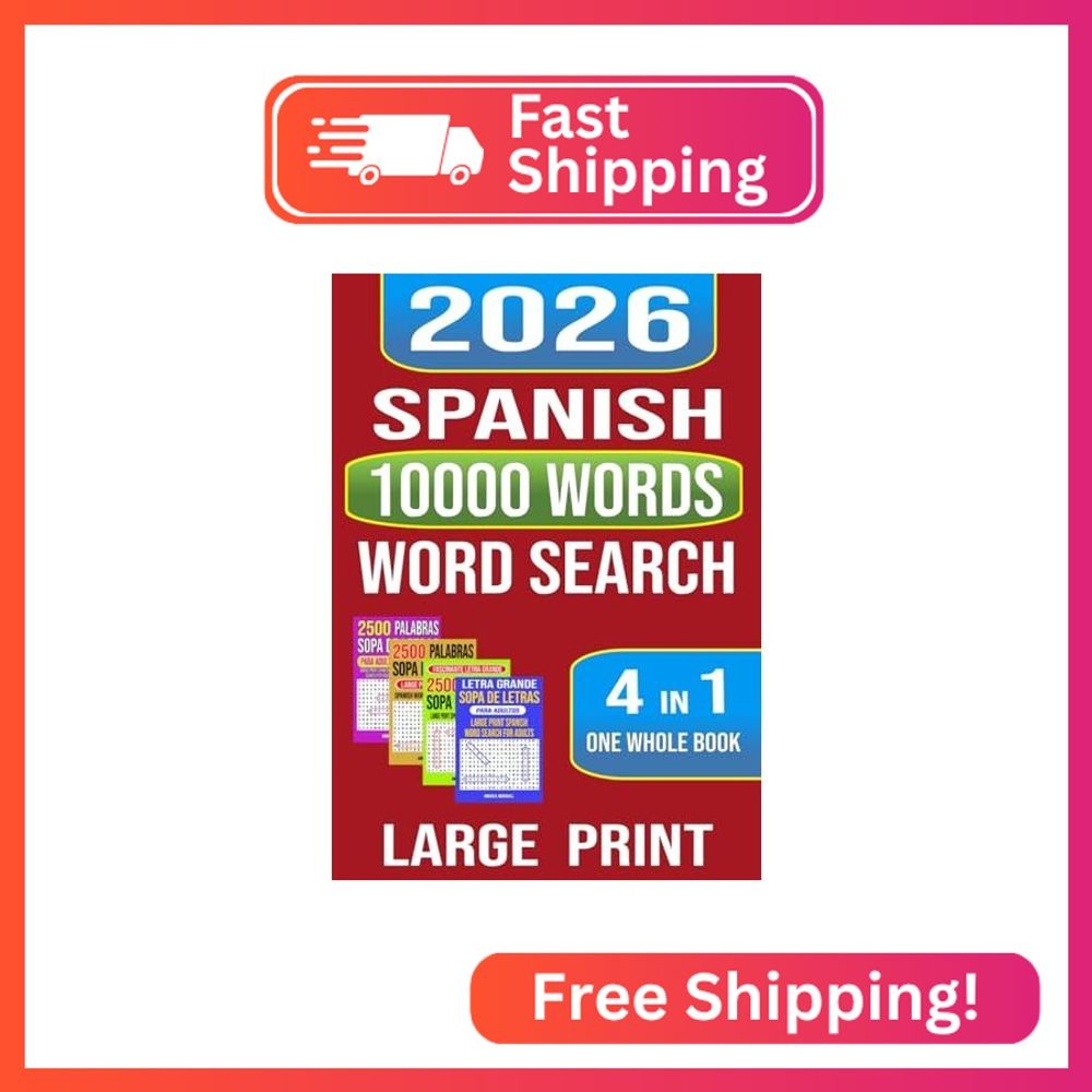 Spanish Large Print 10000 Words Word Search 4 in 1 One Whole Book: 10000 Palabra