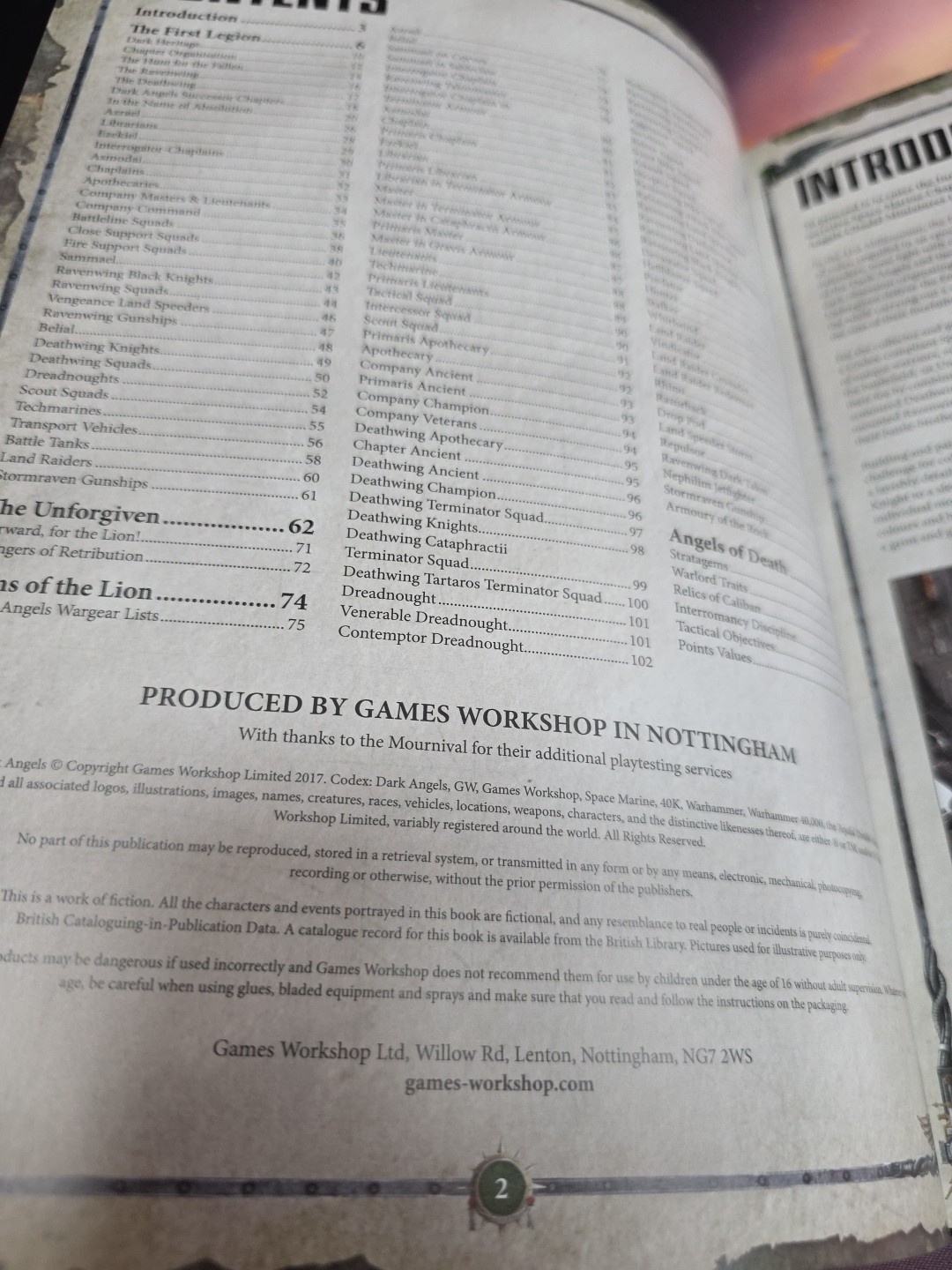CODEX ADEPTUS ASTARTES DARK ANGELS WARHAMMER 40k- 8th Edition HC 2017 *Minty*