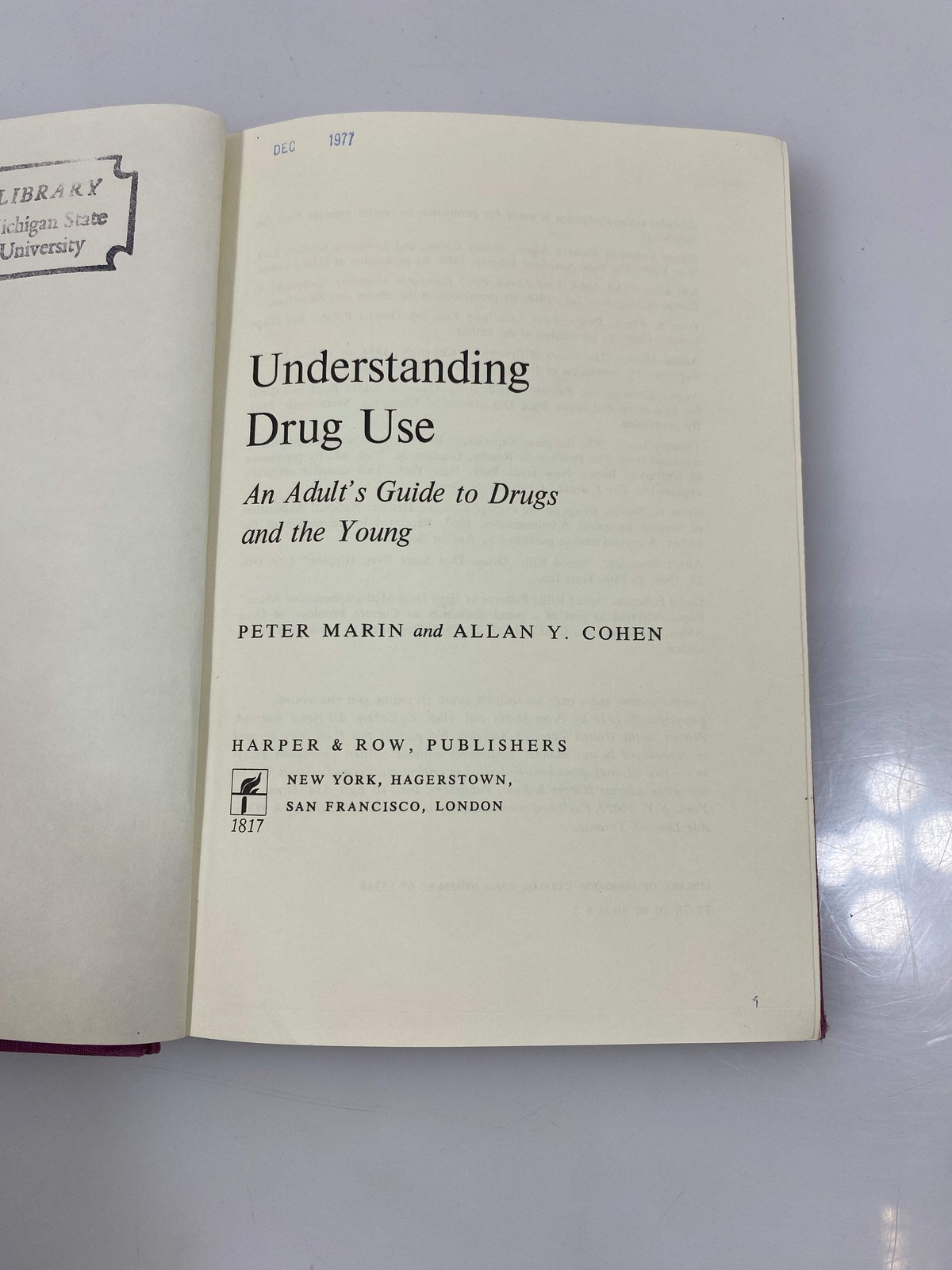 Understanding Drug Use by Marin/Cohen Ex-library 1971 HC