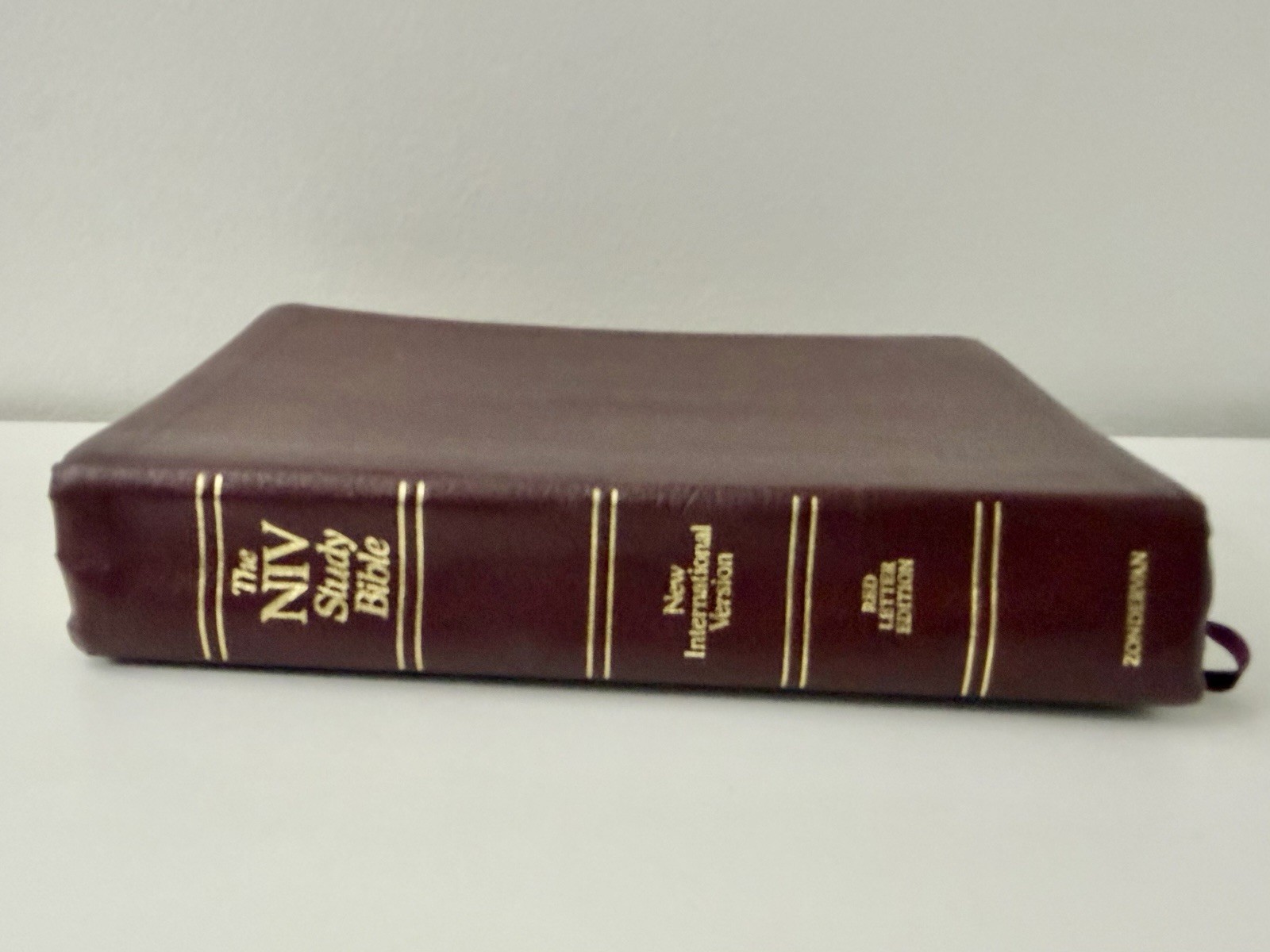 Zondervan NIV 1985 Study Bible Red Letter Bonded Leather Gilded Nice Copy