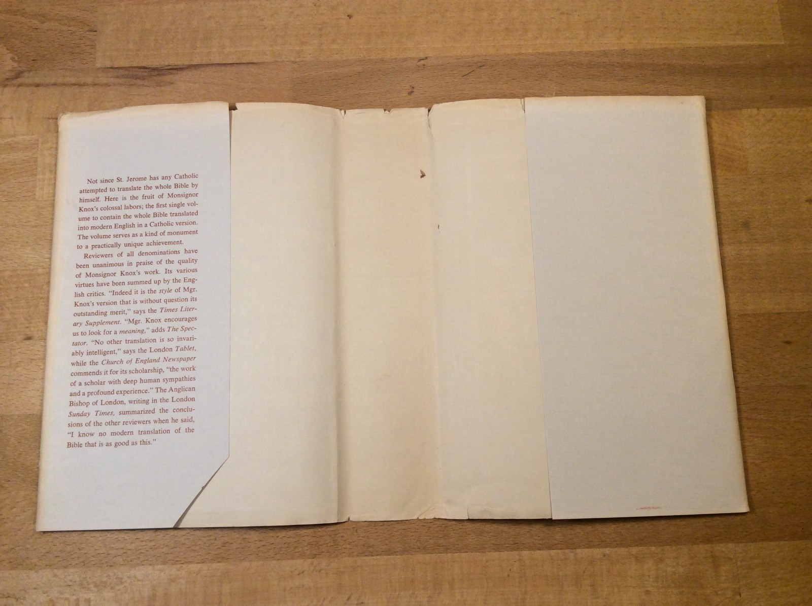 The Holy Bible, Translated From Latin Vulgate, Knox, Family Edition, 1954 HCDJ