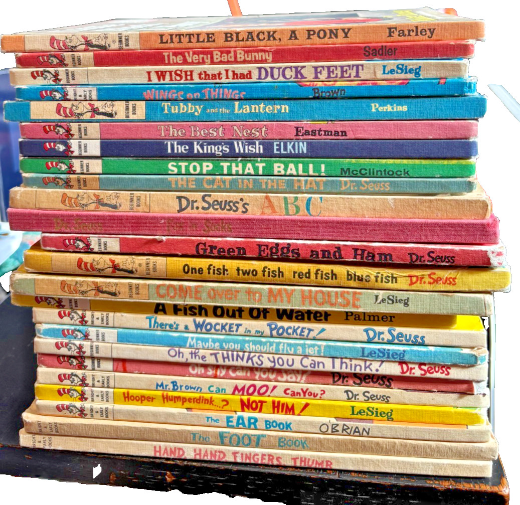 Dr. Seuss Vintage Matte Hardcover Books Lot 24 Beginner 1960’s Collectible