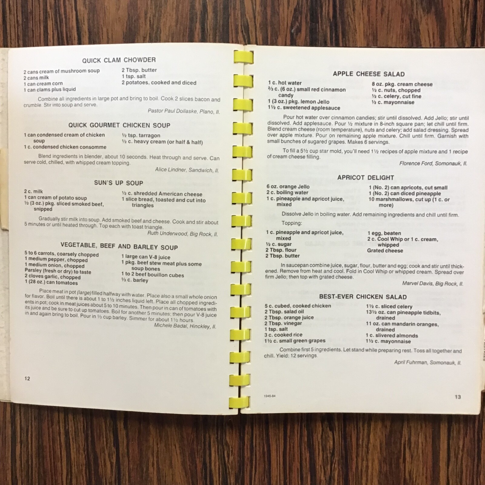 Plano Illinois Bible Church 1985 Vintage Cookbook. SEE index photos