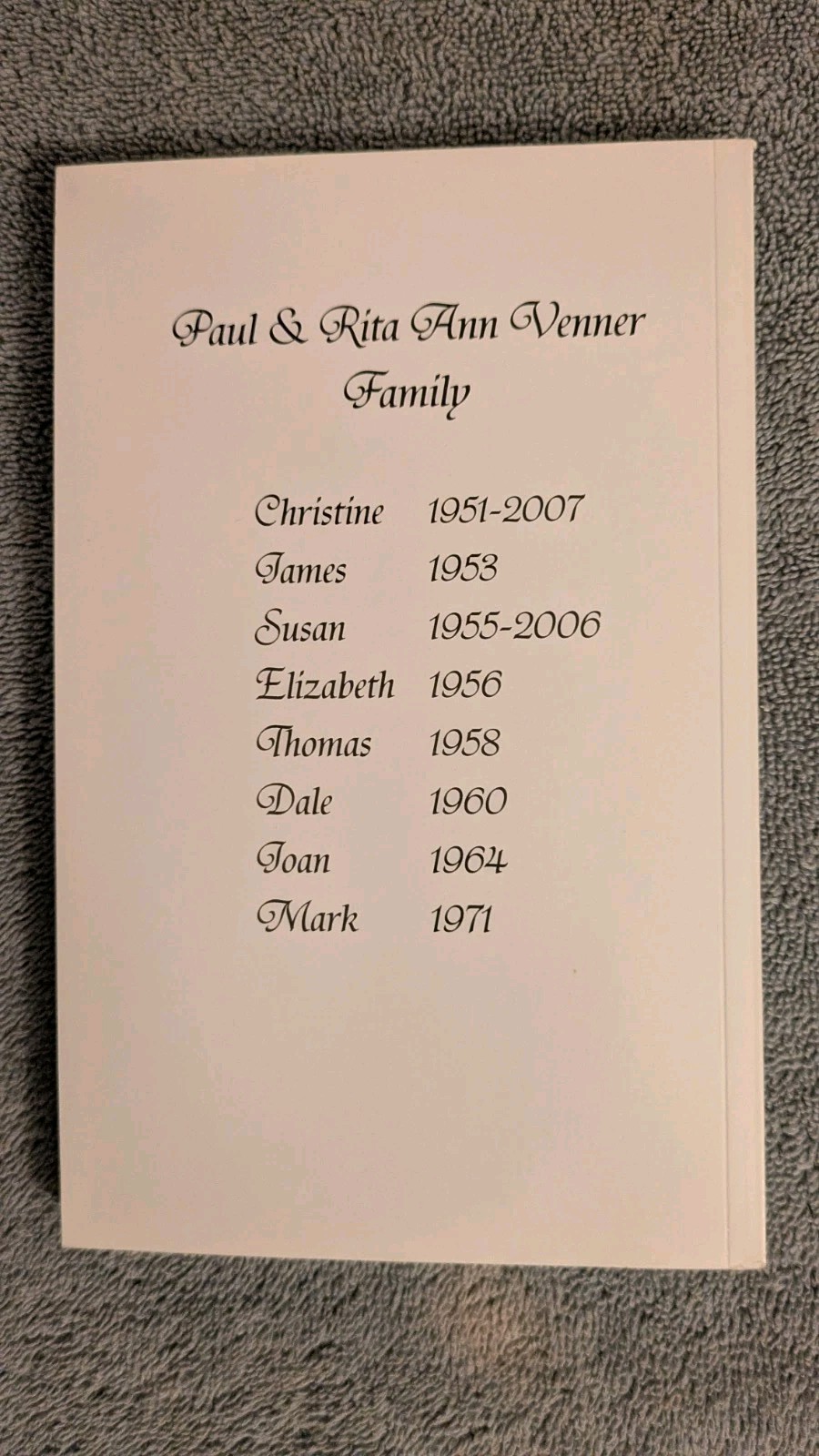 Rita Ann Venner, EIGHTY YEARS OF MEMORIES ARE FOREVER, 2012, PB, 222 Pages