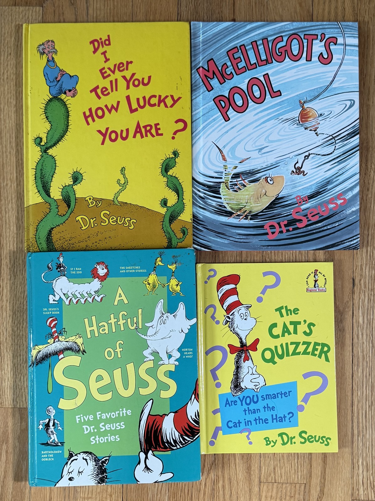 Lot 4 Vintage DR SUESS books McElligot’s Pool Cat’s Quizzer Did I Ever Tell You