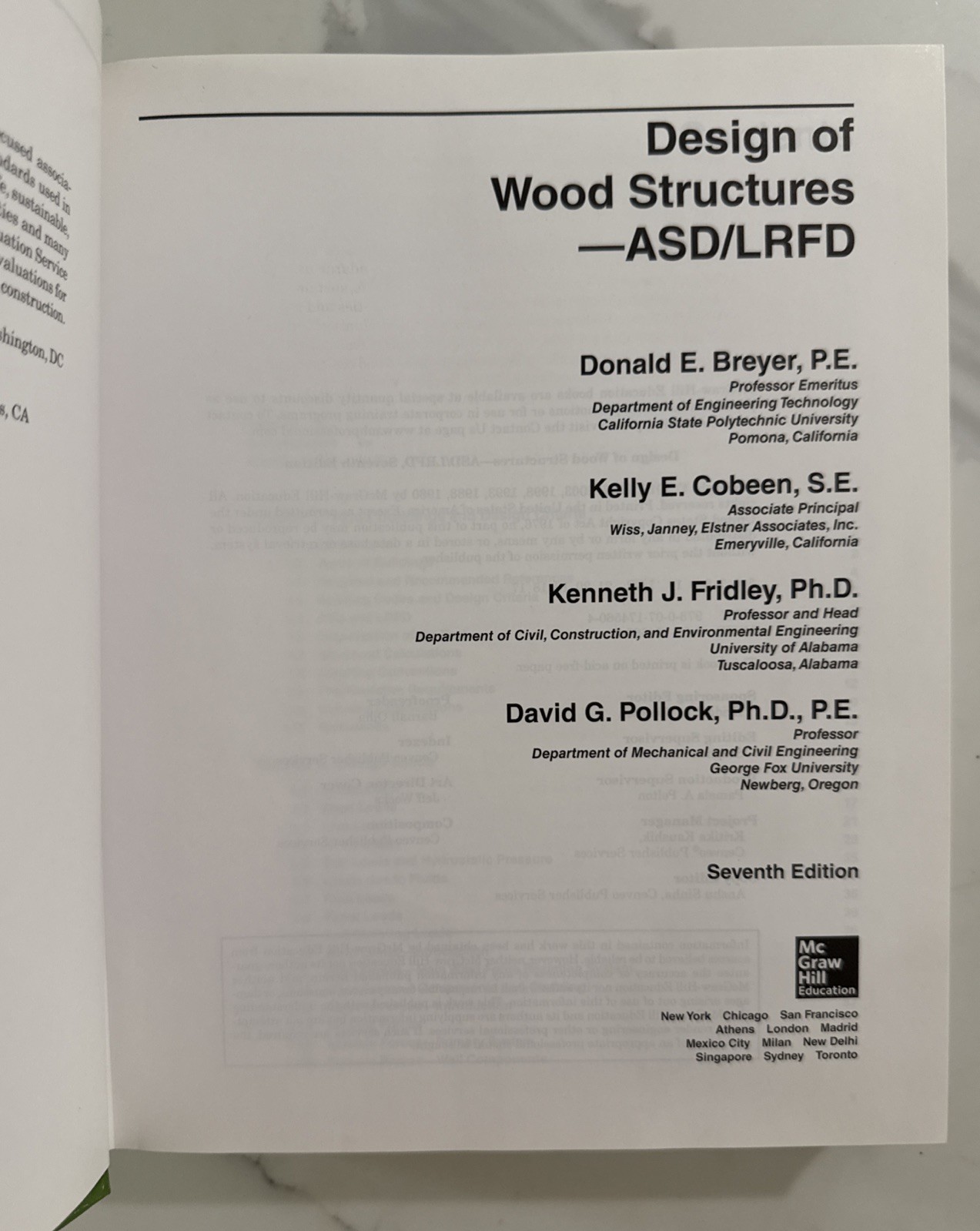 Design of Wood Structures ASD/LRFD 7th Ed. by Donald E. Breyer, et al (HC, 2015)