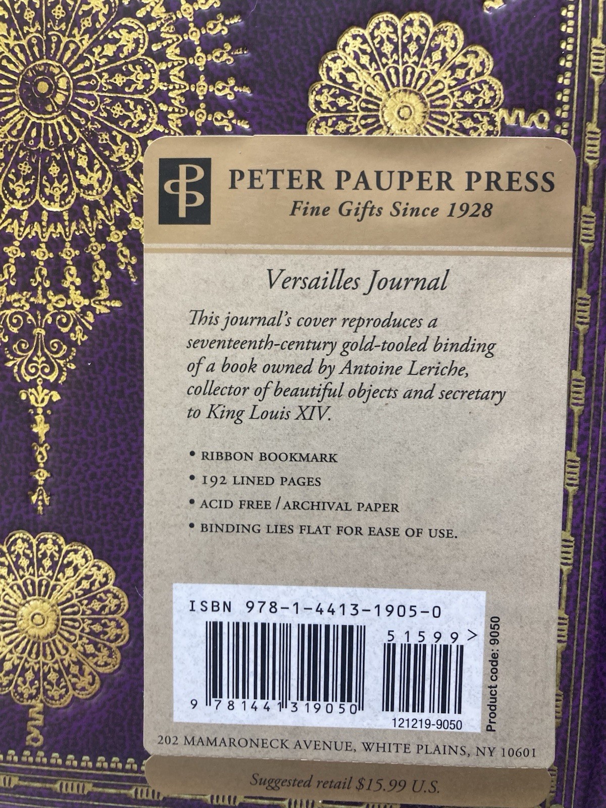 Versailles Journal (Notebook, Diary) Peter Pauper Press-192 Lined Pages