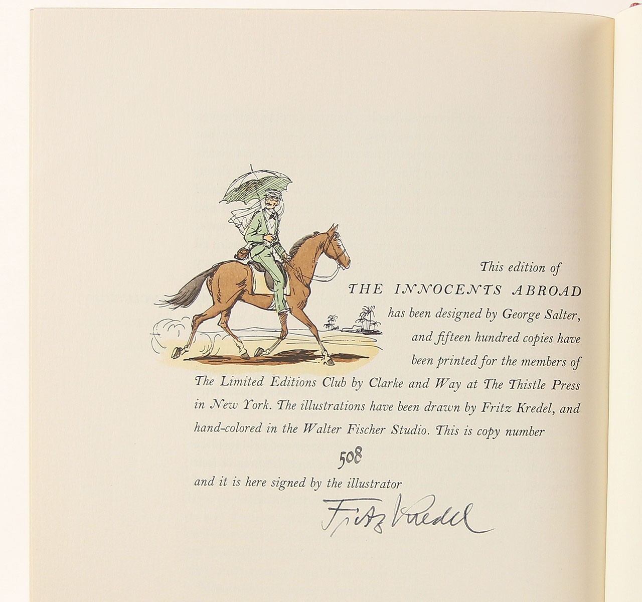 The Innocents Abroad Mark Twain 1962 Ltd Ed Club SIGNED Fritz Kredel Slipcase