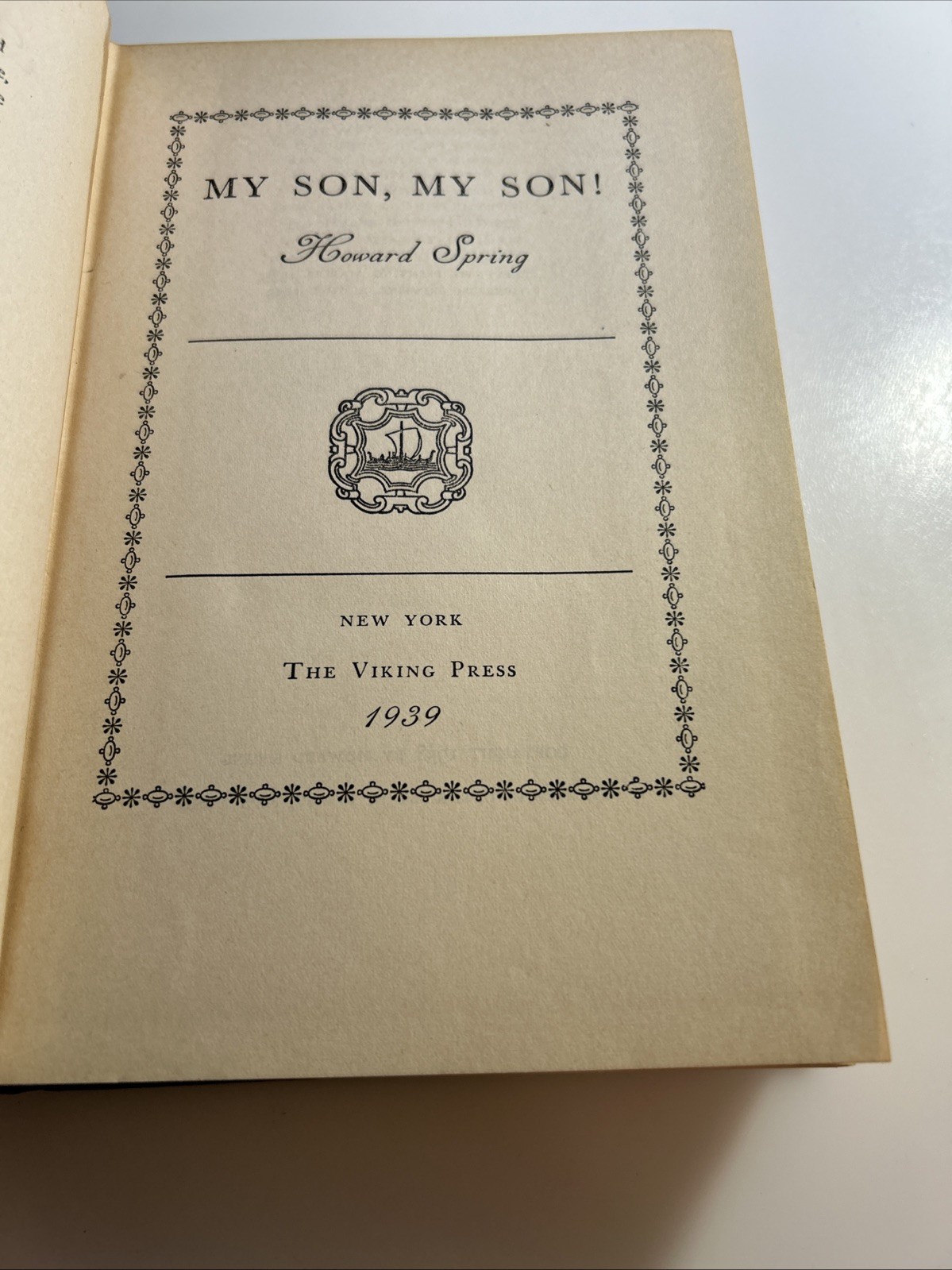 MY SON, MY SON! by Howard Spring 1938 HC 📕 2903
