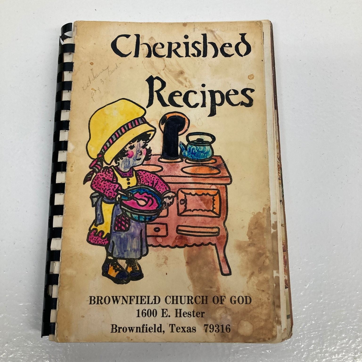 Cherished Recipes Cookbook Brownfield Church of God Vintage Community Spiral