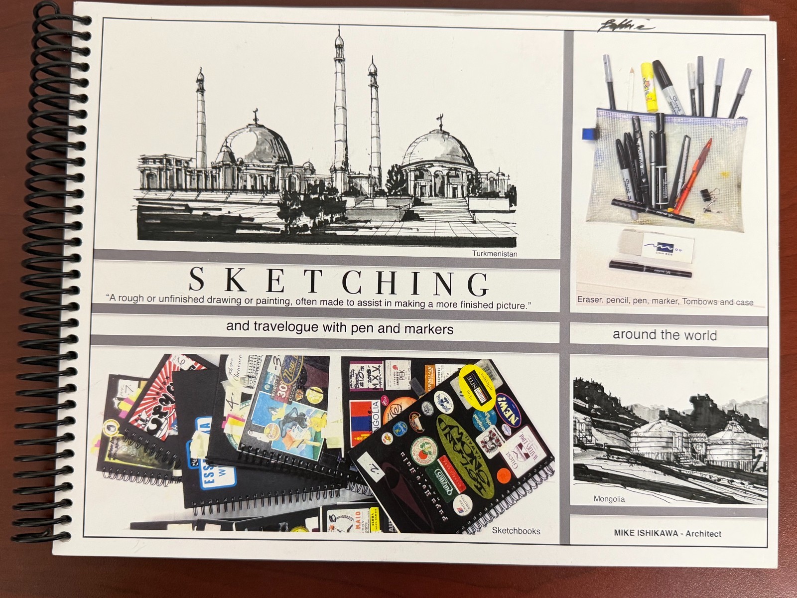SKETCHING and travelogue with pen and markers by MIKE ISHIKAWA 2021 PB *SIGNED*
